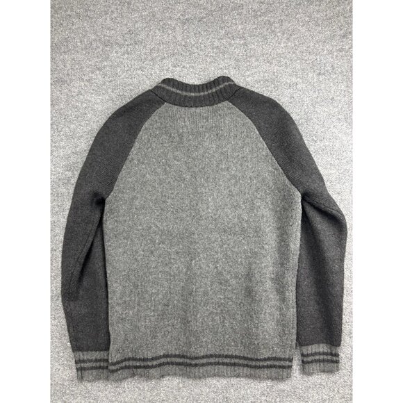 Old Navy Sweater Mens Large Tall Gray Two-Tone Cardigan Button Raglan Wool - Picture 6 of 6